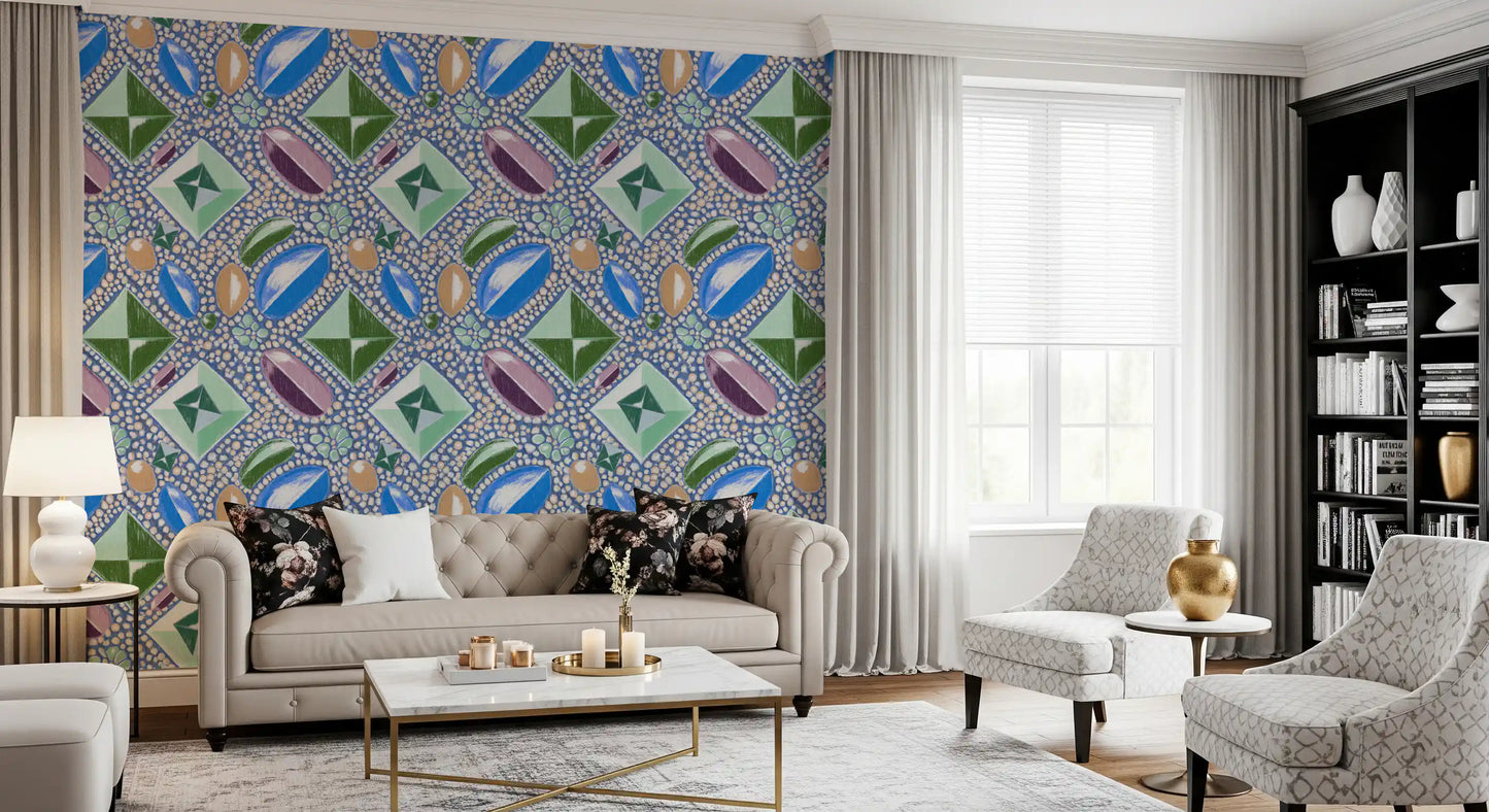 Royal Gemstones Blue Pastel Wallpaper⁠