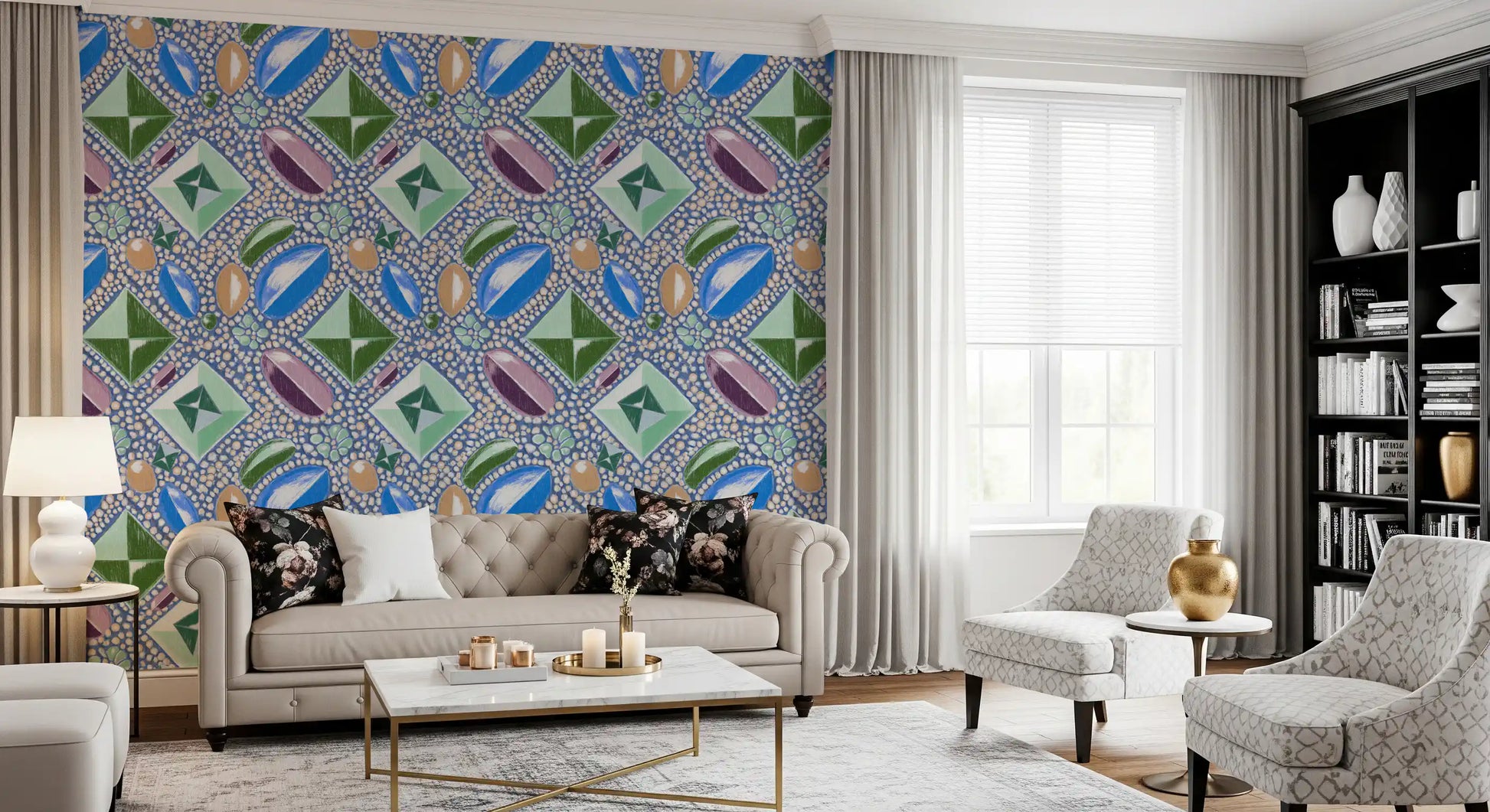 Royal Gemstones Blue Pastel Wallpaper⁠