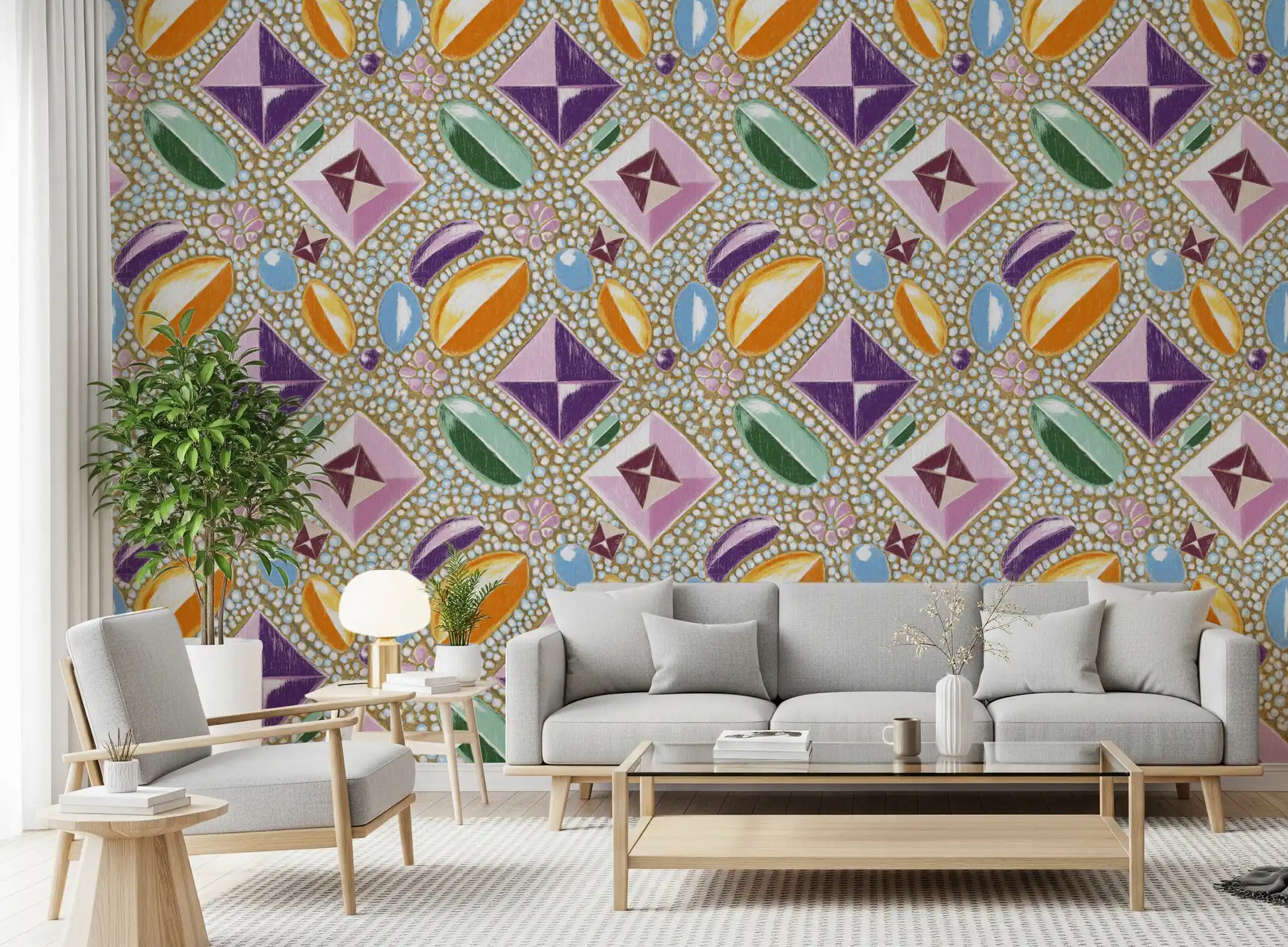 Royal Gemstones Pink Pastel Wallpaper⁠