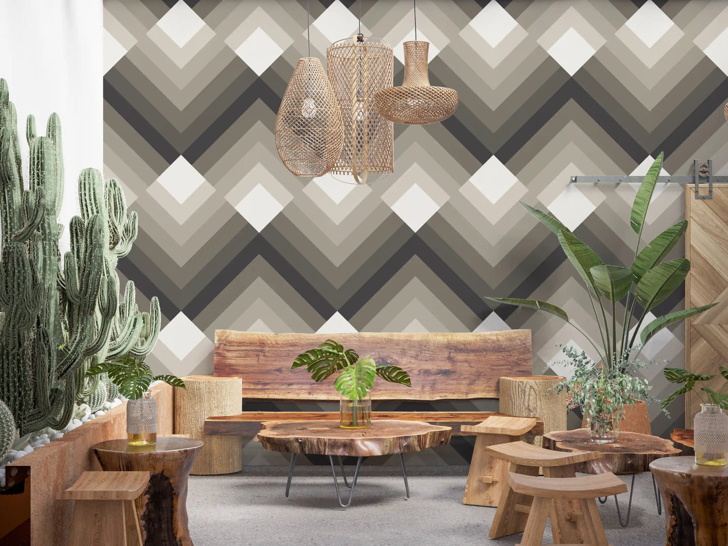 Tonal Chevron Geometry Wallpaper⁠