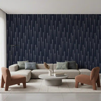 Ascending arrow wallpaper on a bedroom feature wall in deep navy GD12453