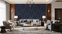 Deep blue geometric arrow wallpaper on a home office accent wall GD12453