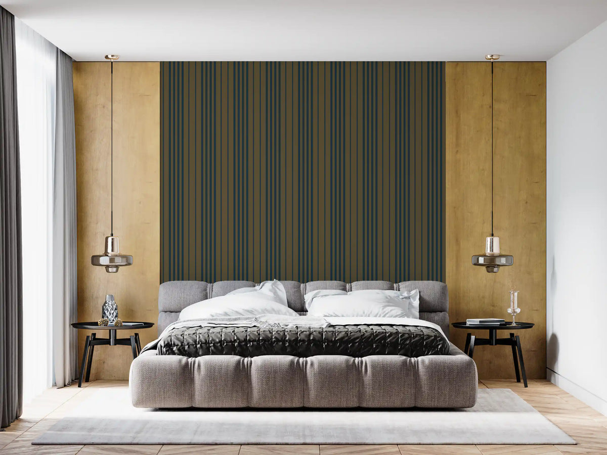 Earthy striped wallpaper on a living room accent wall GD12455