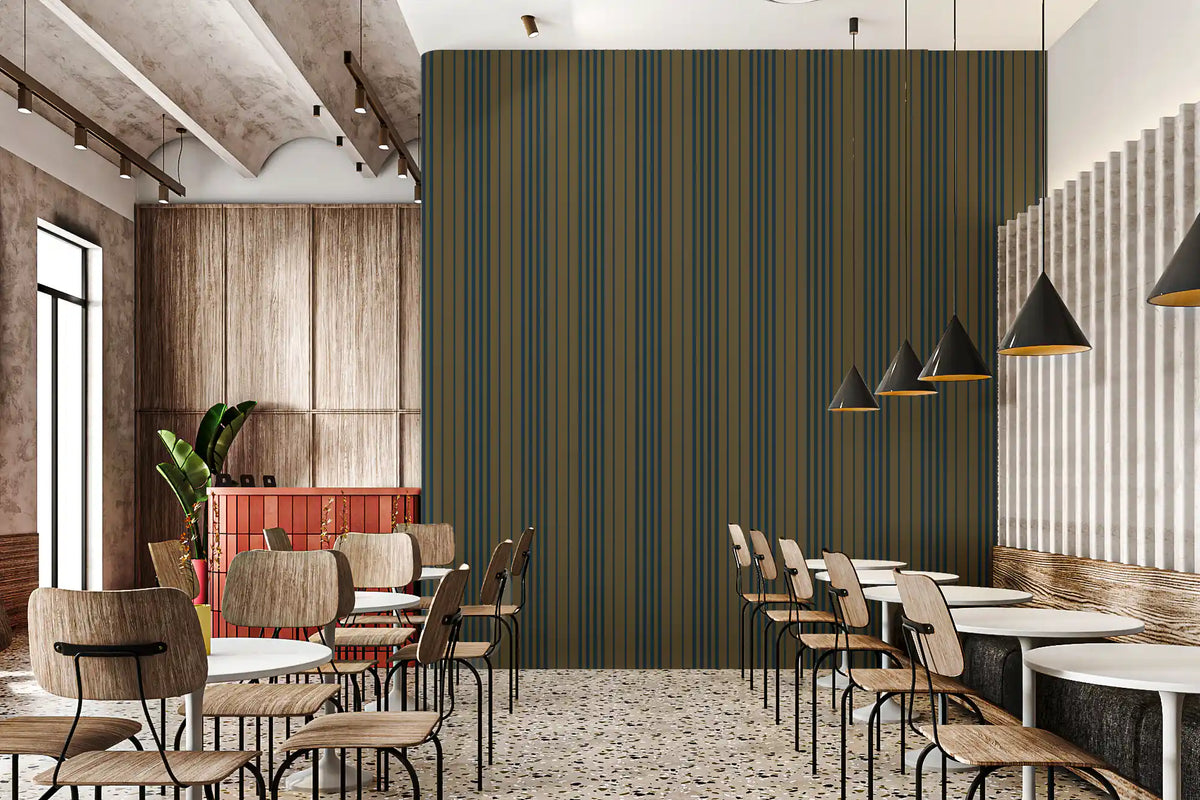 Vertical striped wallpaper on a hallway feature wall GD12455