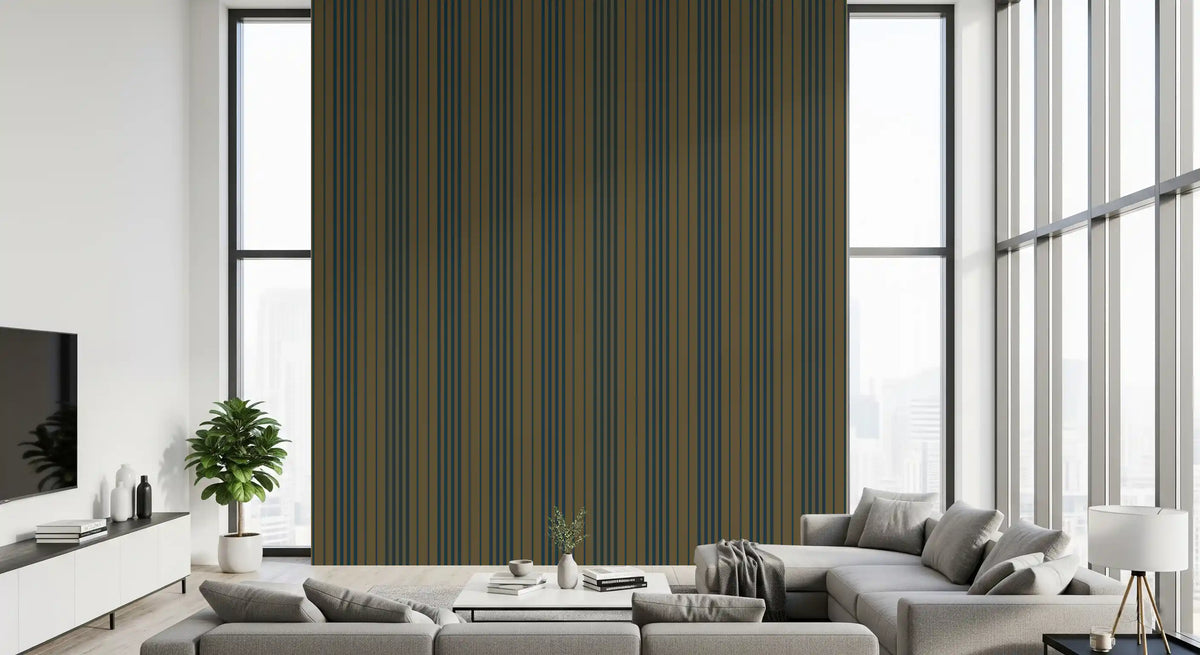 Vertical stripe wallpaper on a cosy bedroom wall GD12455
