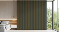 Vertical stripe wallpaper behind a white bed in a bright bedroom GD12455