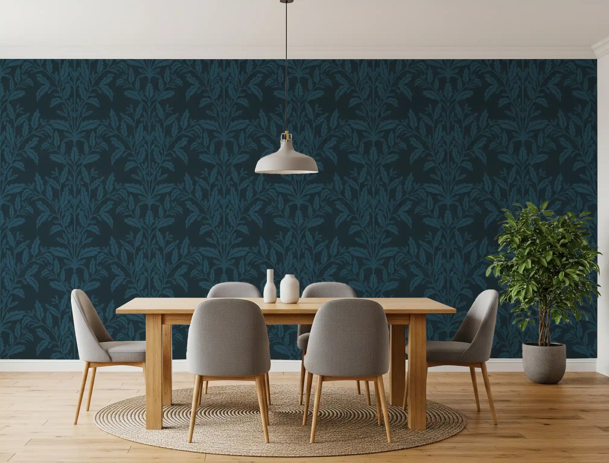Enchanted Ink Leaf Motif Wallpaper⁠