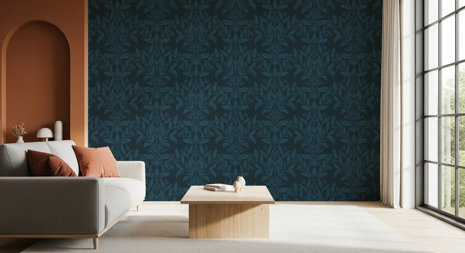 Enchanted Ink Leaf Motif Wallpaper⁠