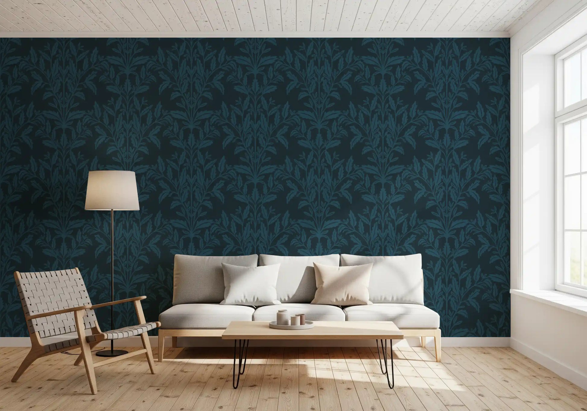 Enchanted Ink Leaf Motif Wallpaper⁠