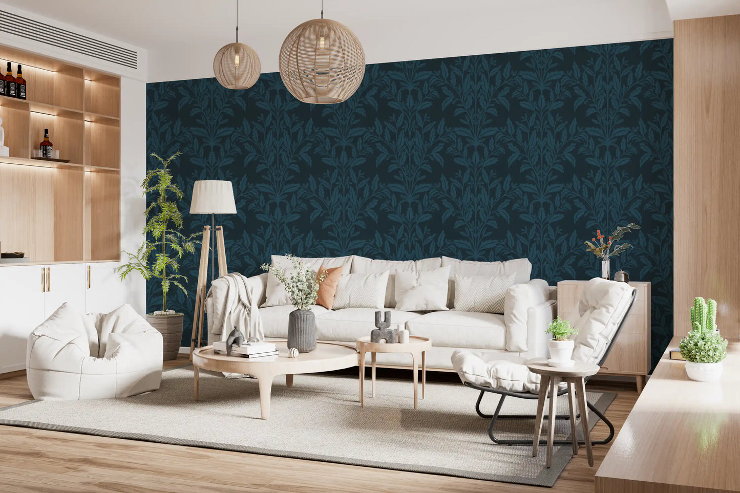 Enchanted Ink Leaf Motif Wallpaper⁠