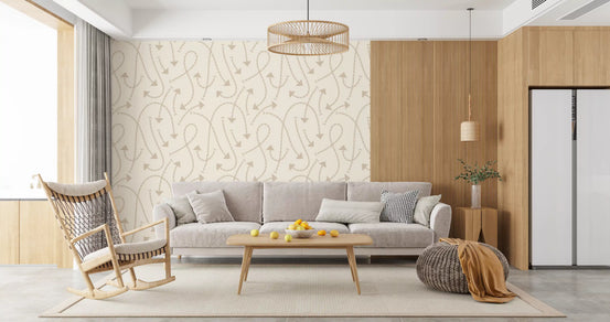 Cream Geometric Path Pattern Wallpaper⁠