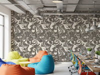 Monochrome Liquid Marble Swirl Wallpaper⁠