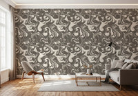 Monochrome Liquid Marble Swirl Wallpaper⁠