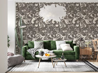 Monochrome Liquid Marble Swirl Wallpaper⁠