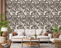 Monochrome Liquid Marble Swirl Wallpaper⁠