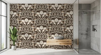 Cream and Mocha Botanical Trellis Wallpaper⁠
