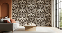 Cream and Mocha Botanical Trellis Wallpaper⁠