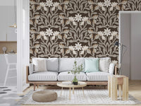Cream and Mocha Botanical Trellis Wallpaper⁠
