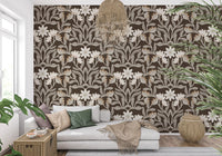 Cream and Mocha Botanical Trellis Wallpaper⁠