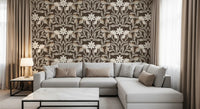 Cream and Mocha Botanical Trellis Wallpaper⁠
