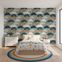 Abstract clouds wallpaper on a childrens bedroom accent wall GD12460