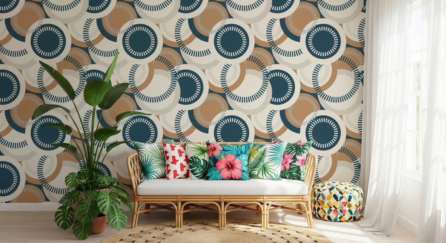 Modernist Circular Mosaic Wallpaper⁠
