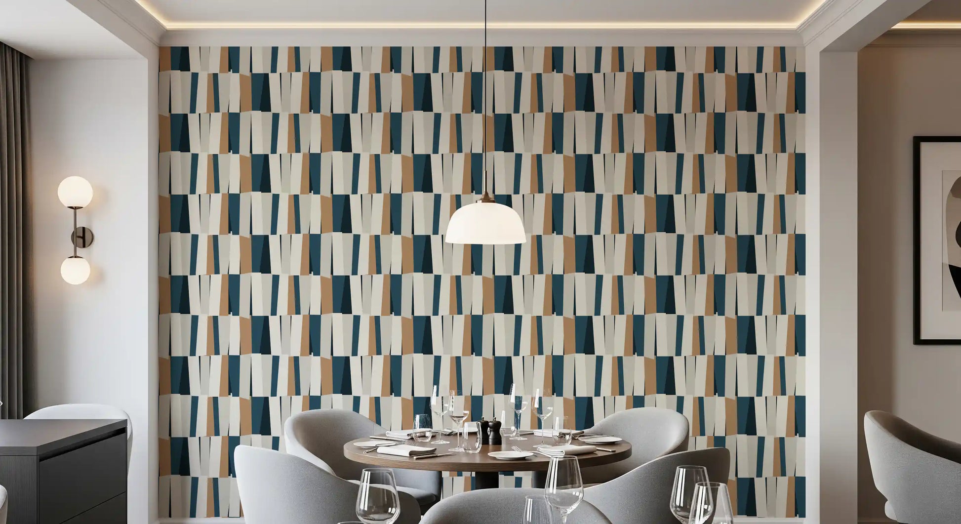 Abstract Geometric Vertical Panel Art Wallpaper⁠
