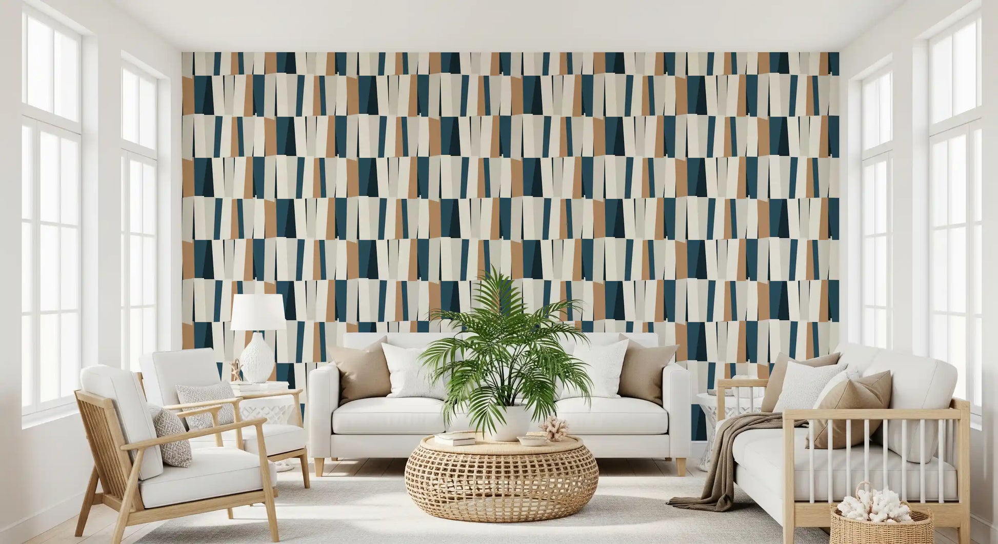 Abstract Geometric Vertical Panel Art Wallpaper⁠