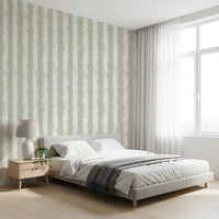 Textured Vertical Stripes in Neutral Sage Wallpaper⁠