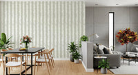 Textured Vertical Stripes in Neutral Sage Wallpaper⁠