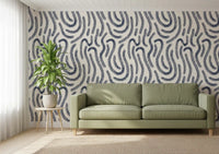 Indigo Fluid Lines Wallpaper⁠