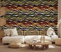 Earthy Wavy Layered Stripes Wallpaper⁠