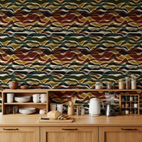 Earthy Wavy Layered Stripes Wallpaper⁠