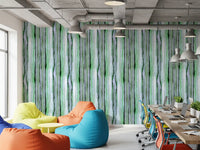 Green watercolour stripe wallpaper styled on an interior feature wall GD12468