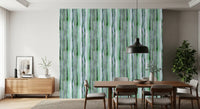 Watercolour stripe wallpaper in a dining room with wood table and pendant GD12468