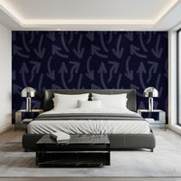 Navy directional stroke wallpaper styled on an interior feature wall GD12469