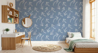 Muted blue arrow wallpaper in a kids study and bed nook GD12470