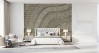 Taupe Wavy Etched Lines Wall Mural