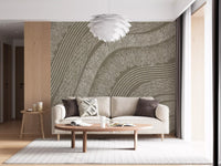 Taupe Wavy Etched Lines Wall Mural