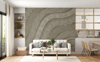 Taupe Wavy Etched Lines Wall Mural