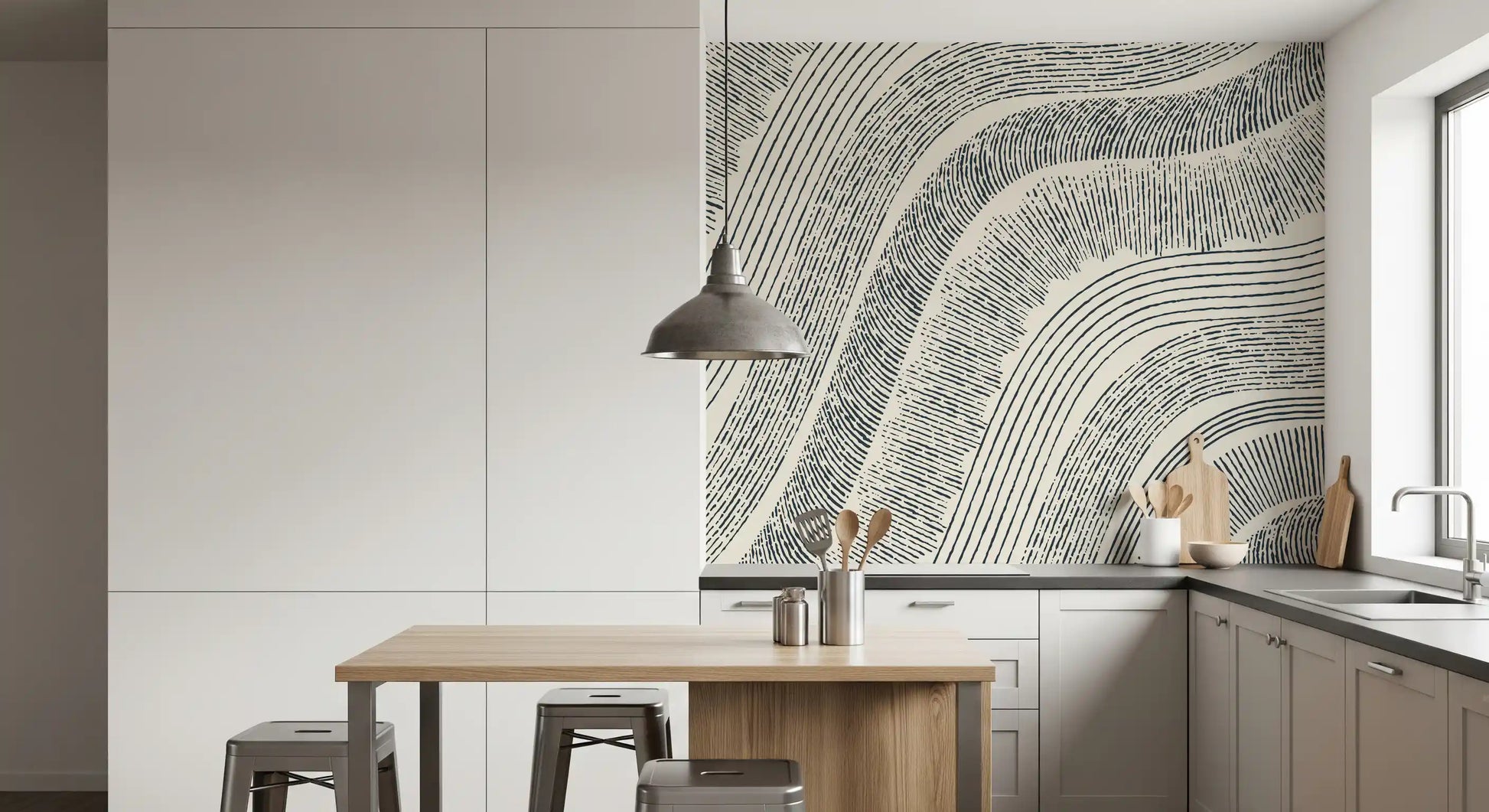 Charcoal Rippled Texture Design Wall Mural