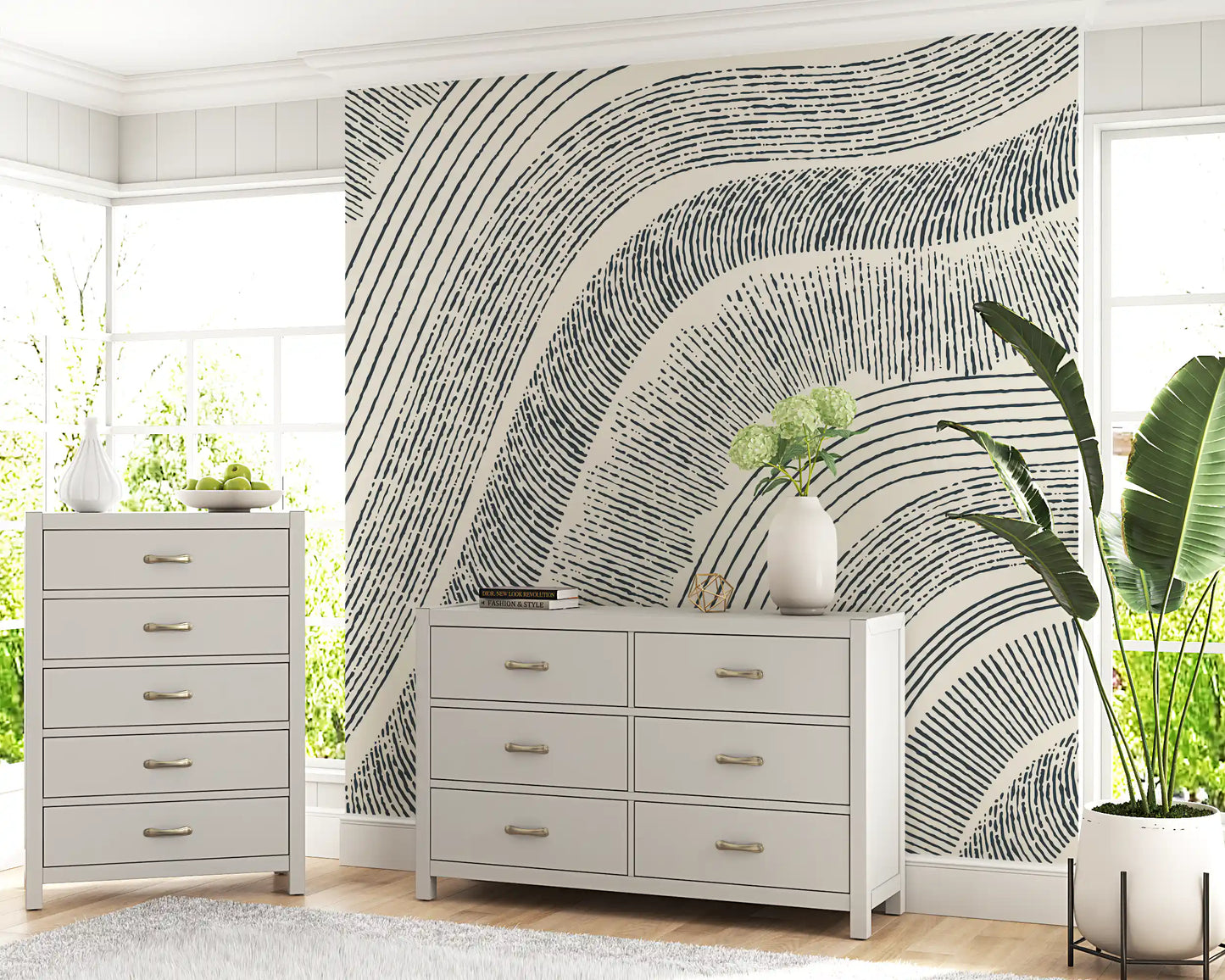 Charcoal Rippled Texture Design Wall Mural