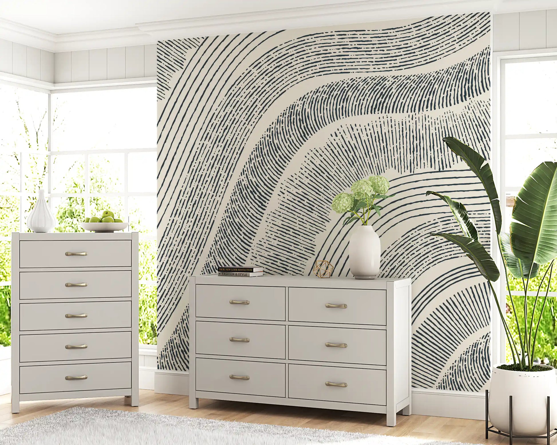 Charcoal Rippled Texture Design Wall Mural