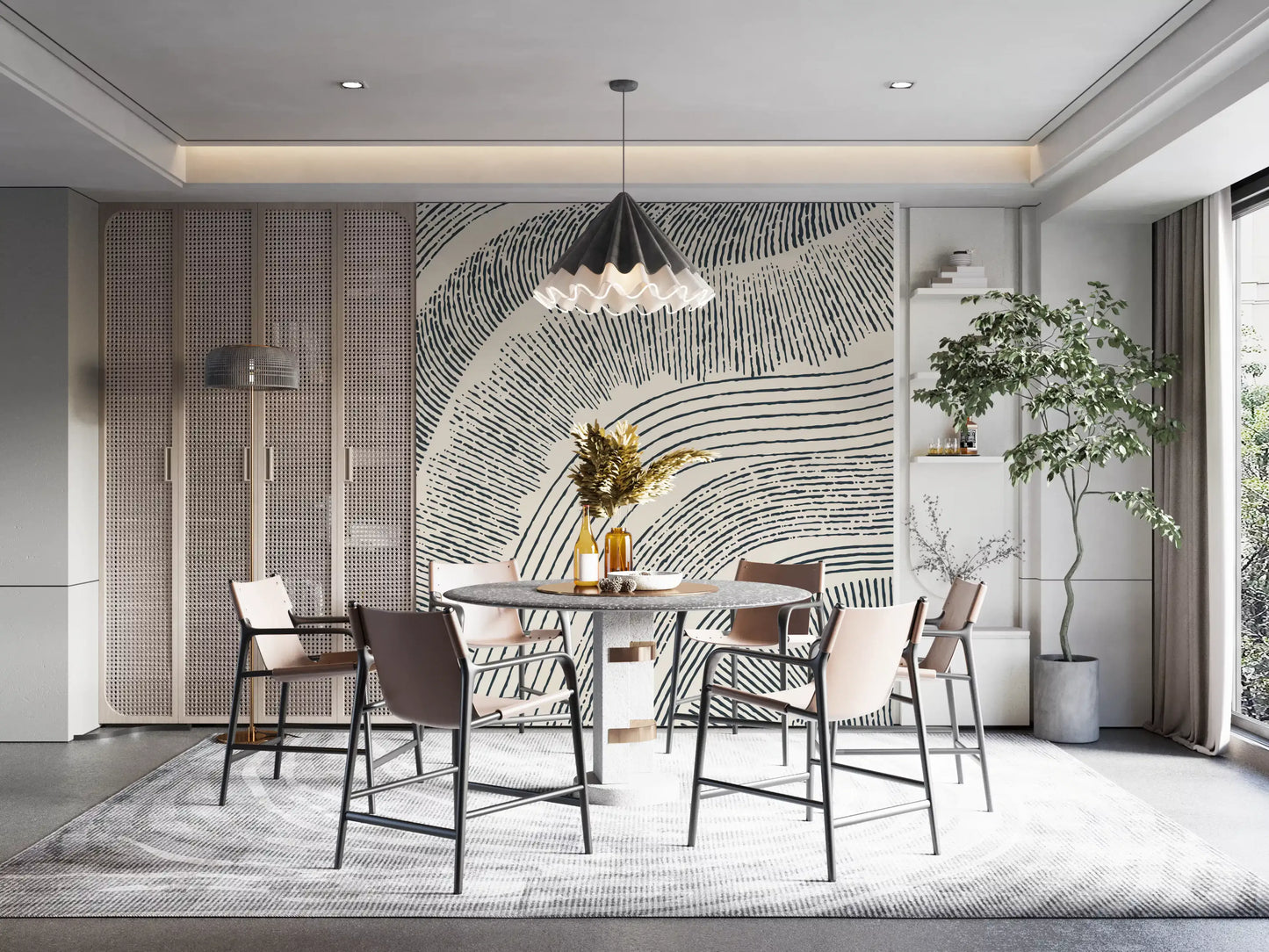 Charcoal Rippled Texture Design Wall Mural