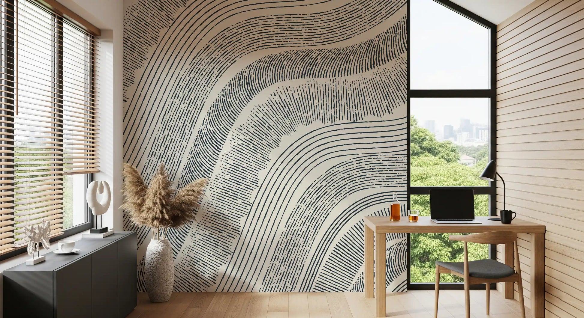 Charcoal Rippled Texture Design Wall Mural