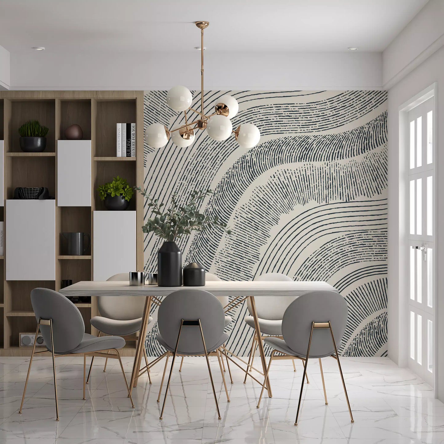 Charcoal Rippled Texture Design Wall Mural