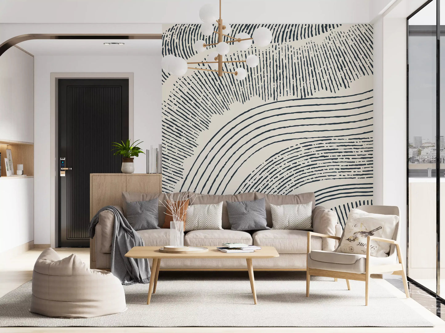 Charcoal Rippled Texture Design Wall Mural