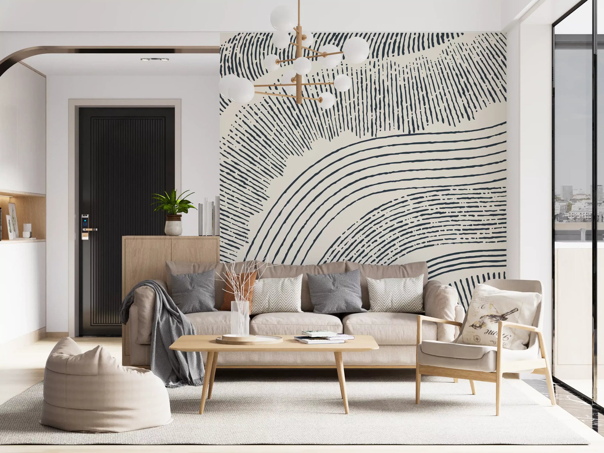 Charcoal Rippled Texture Design Wall Mural
