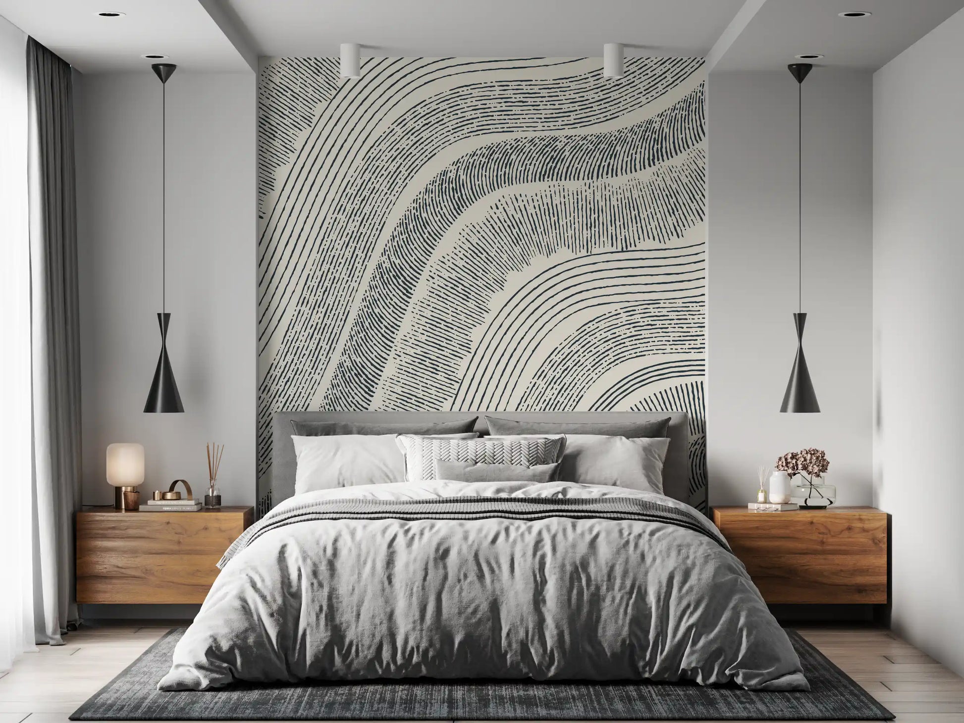 Charcoal Rippled Texture Design Wall Mural