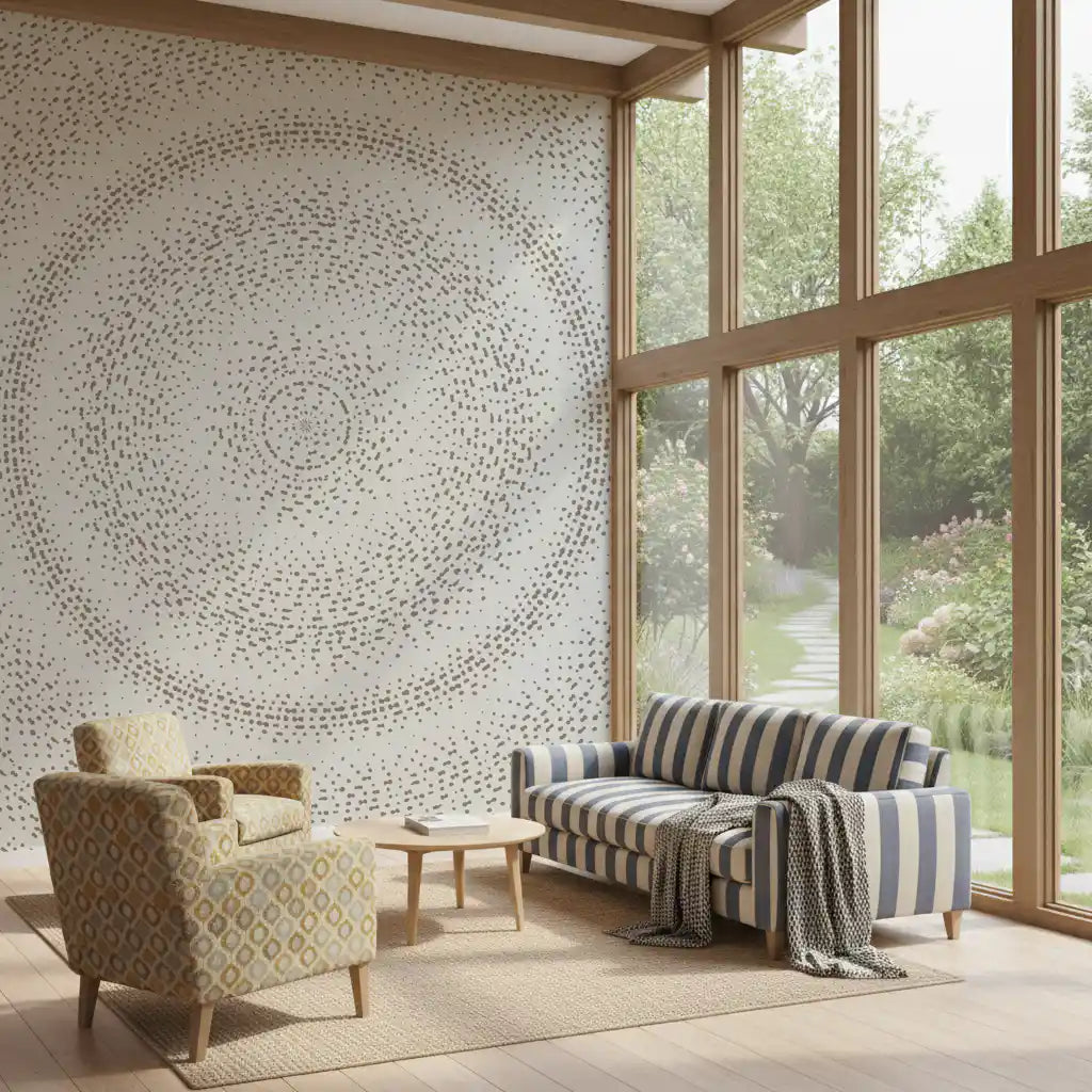 Minimalist Dot Ripple Pattern Wall Mural